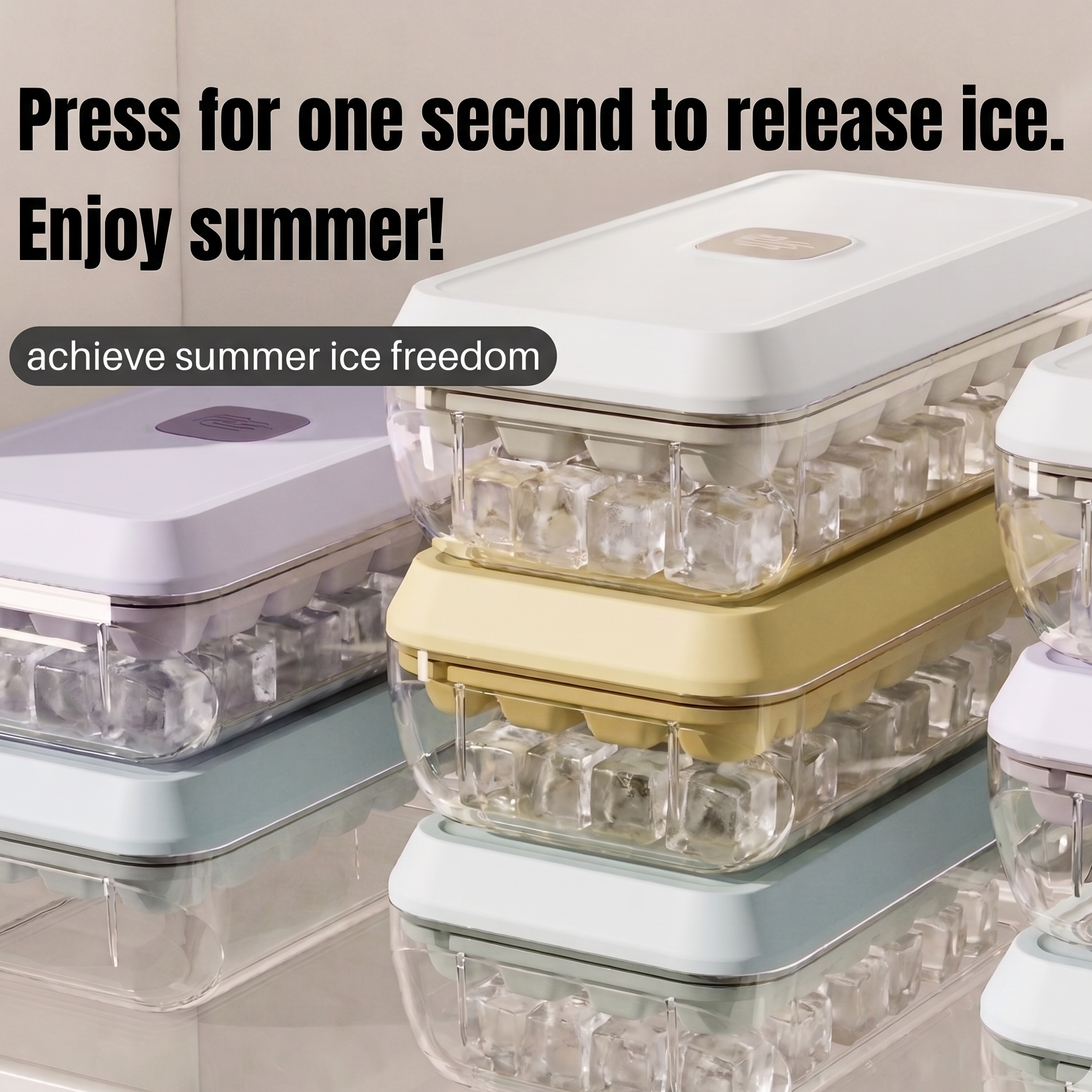 One-Click Ice Tray & Storage Box | Includes Free Ice Scoop - 50% OFF + Free Shipping